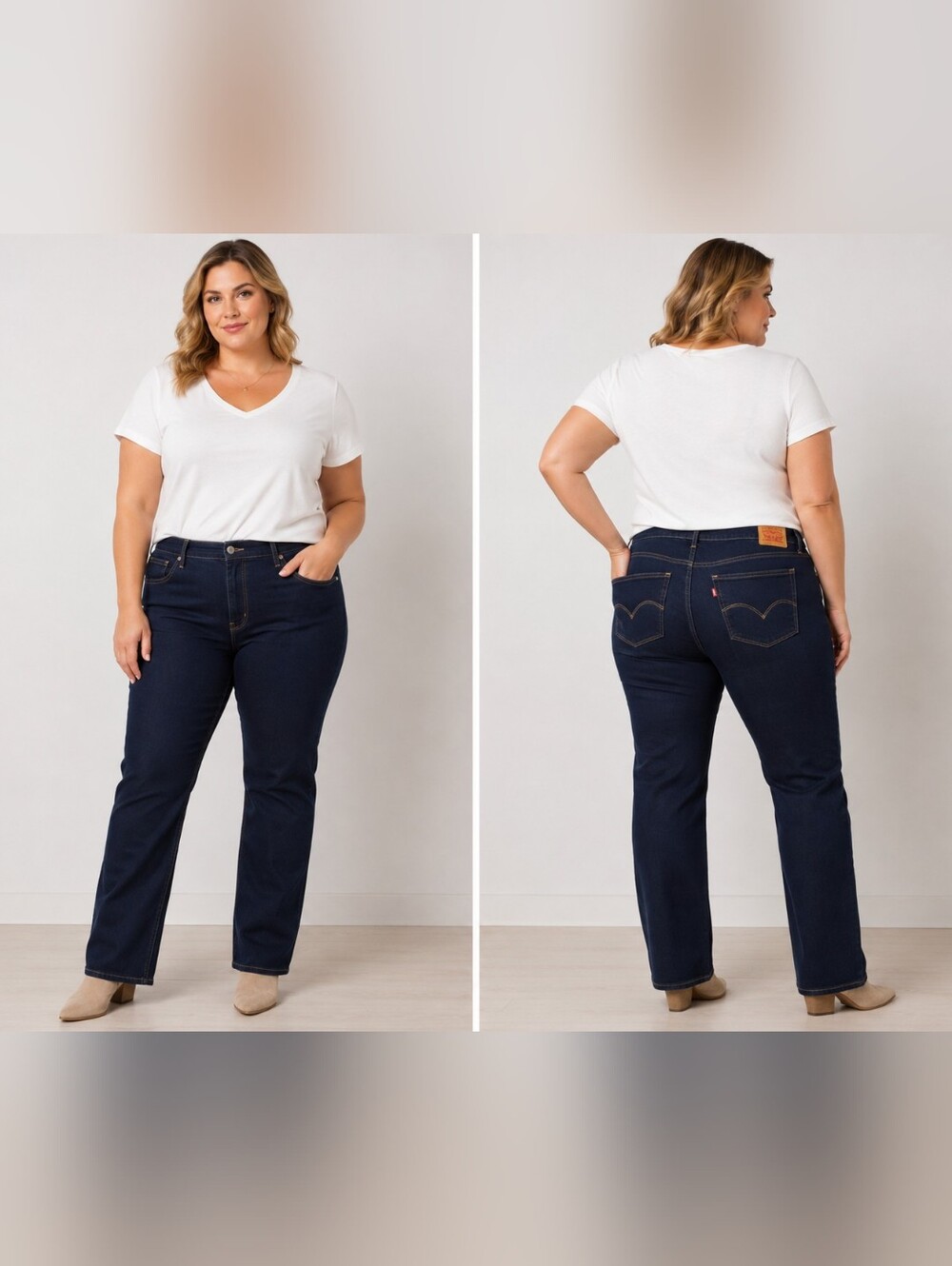 Levi's 724 Women's High Rise Straight Dark Blue Stretch Jeans Size 24W